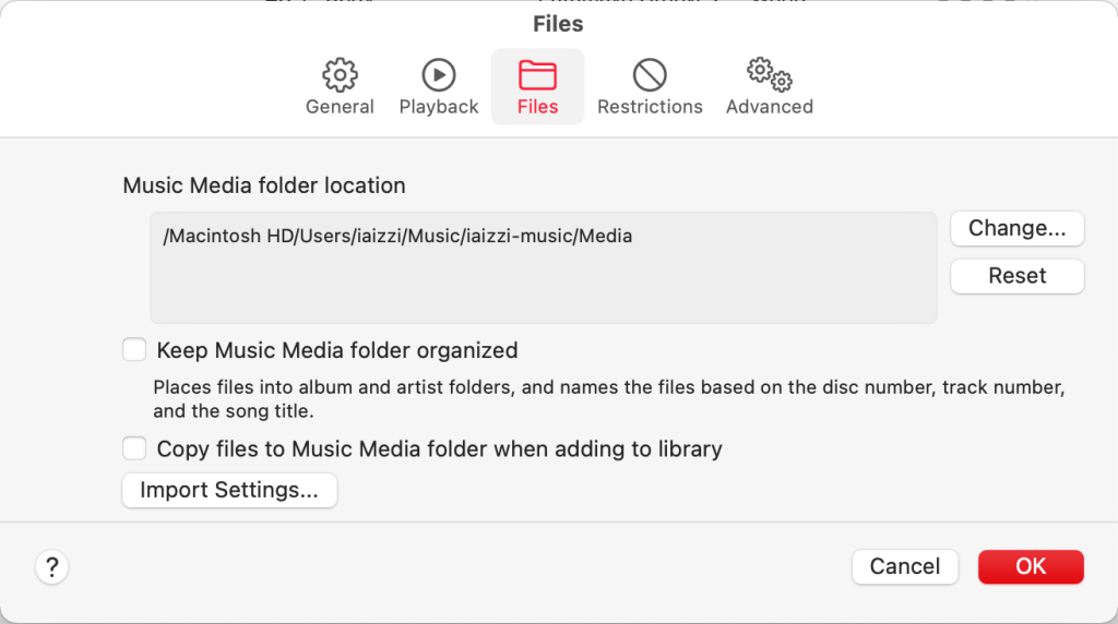 screenshot of preferences window with correct setting selected